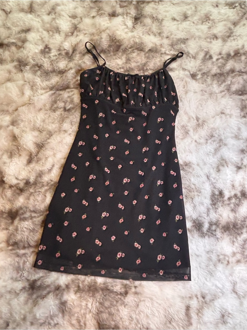 Forever 21 Black Mini Dress with Pink Floral Print